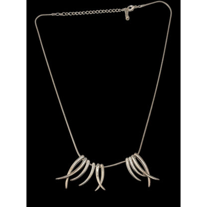 Tribal Spike Charm Necklace Silver Minimalist Statement Jewelry