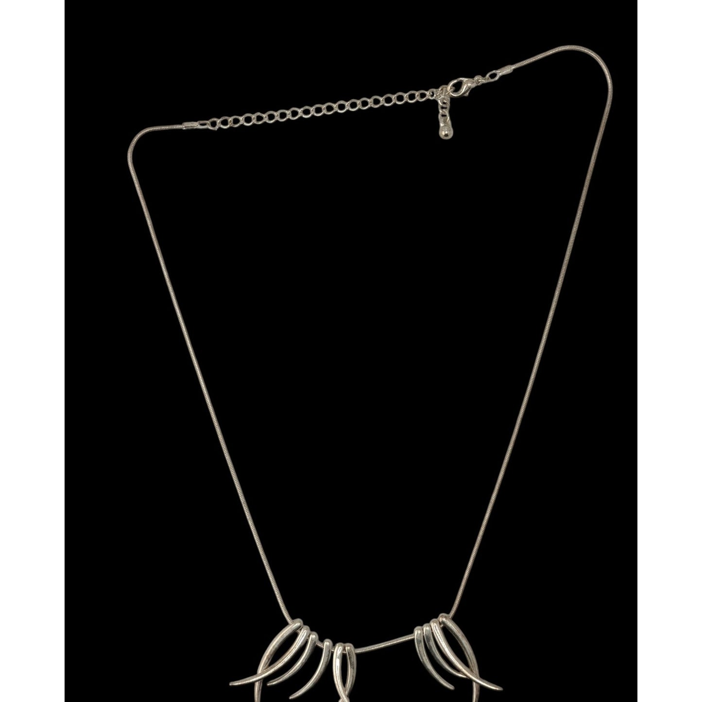 Tribal Spike Charm Necklace Silver Minimalist Statement Jewelry