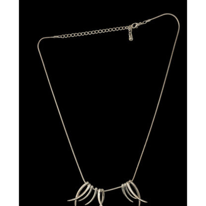 Tribal Spike Charm Necklace Silver Minimalist Statement Jewelry