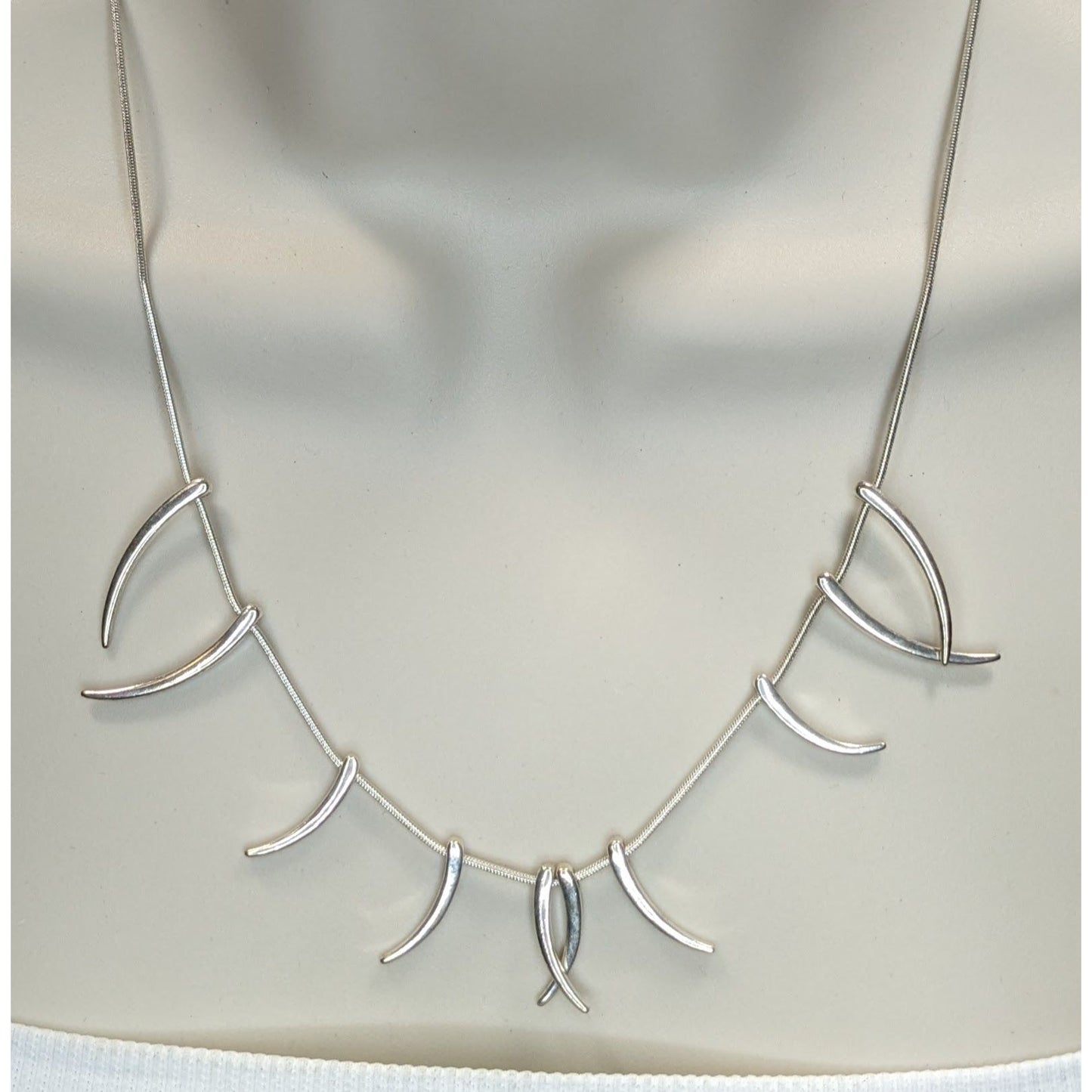 Tribal Spike Charm Necklace Silver Minimalist Statement Jewelry