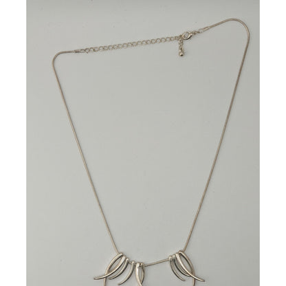 Tribal Spike Charm Necklace Silver Minimalist Statement Jewelry