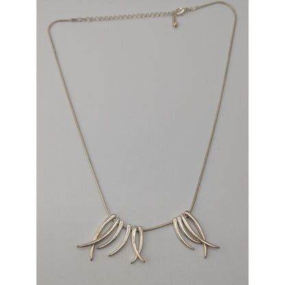 Tribal Spike Charm Necklace Silver Minimalist Statement Jewelry