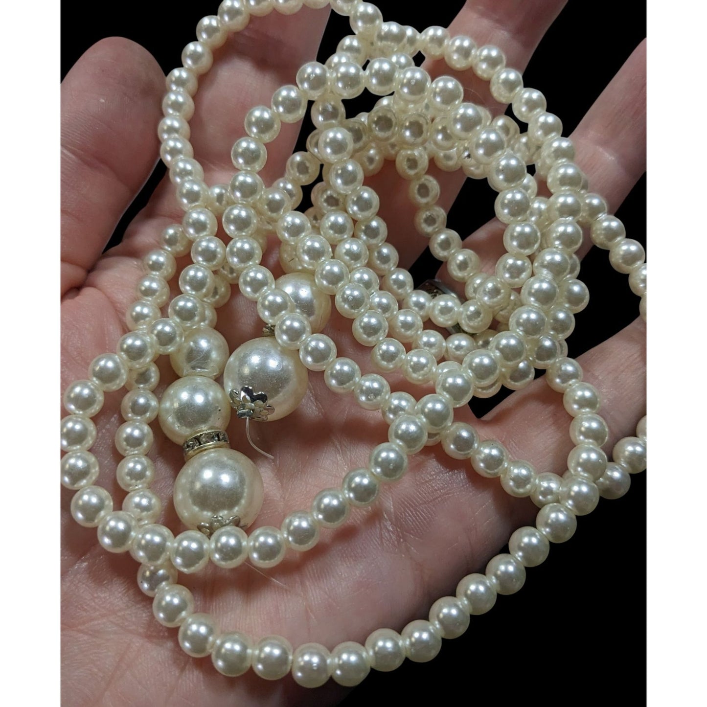 Elegant Faux Pearl Beaded Wrap Necklace On String