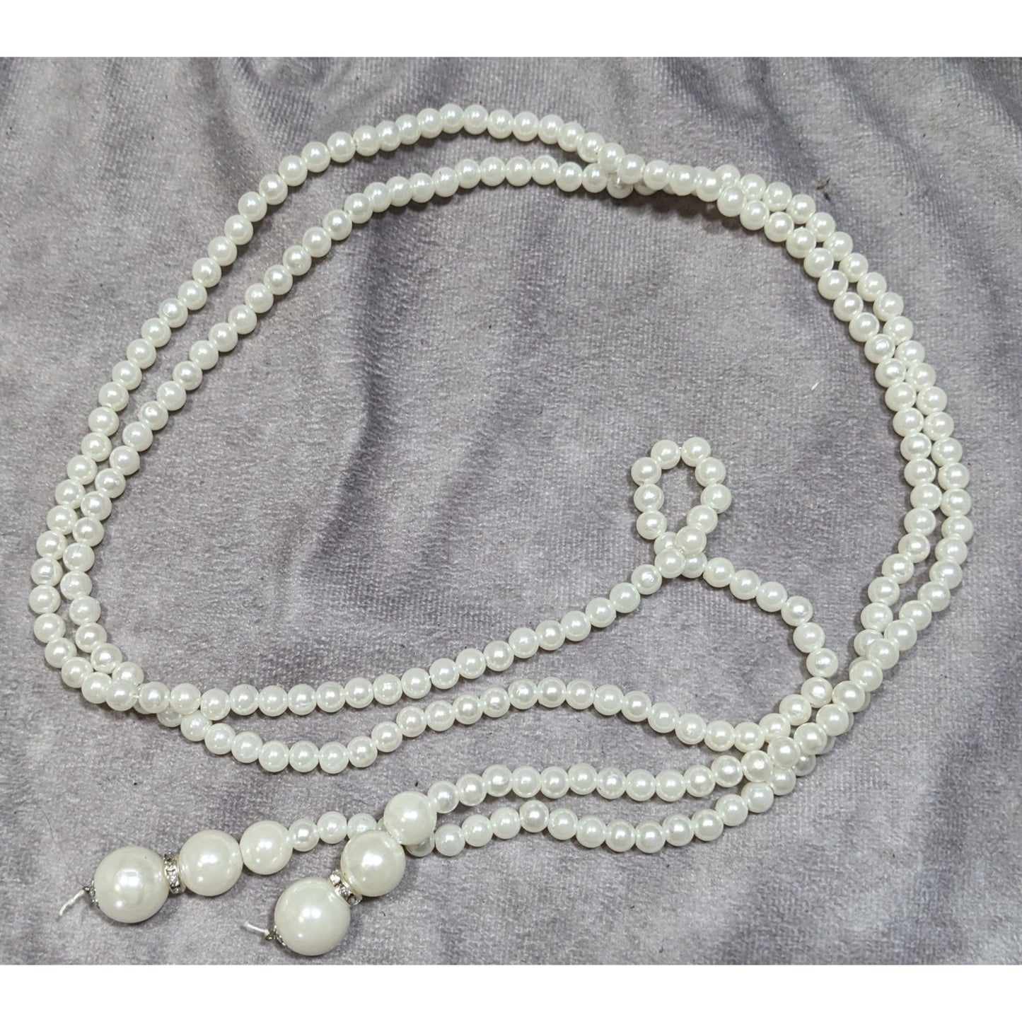 Elegant Faux Pearl Beaded Wrap Necklace On String