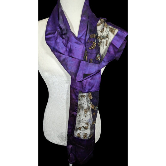 Gothic Mystic Purple Mottled Scarf With Crystal And Charm Inlay