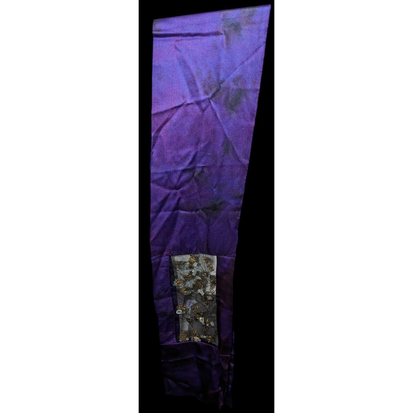 Gothic Mystic Purple Mottled Scarf With Crystal And Charm Inlay