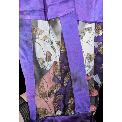 Gothic Mystic Purple Mottled Scarf With Crystal And Charm Inlay