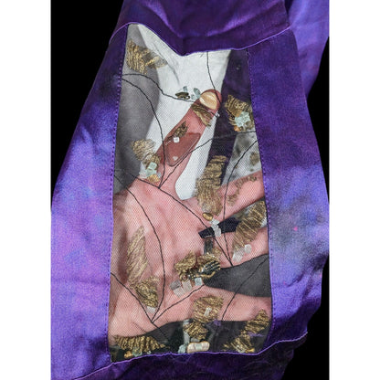 Gothic Mystic Purple Mottled Scarf With Crystal And Charm Inlay