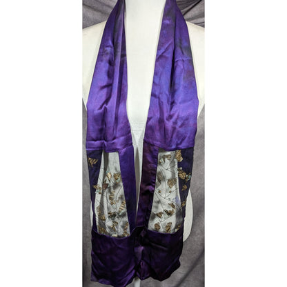 Gothic Mystic Purple Mottled Scarf With Crystal And Charm Inlay