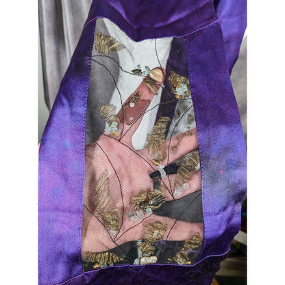 Gothic Mystic Purple Mottled Scarf With Crystal And Charm Inlay