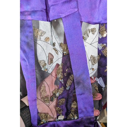 Gothic Mystic Purple Mottled Scarf With Crystal And Charm Inlay