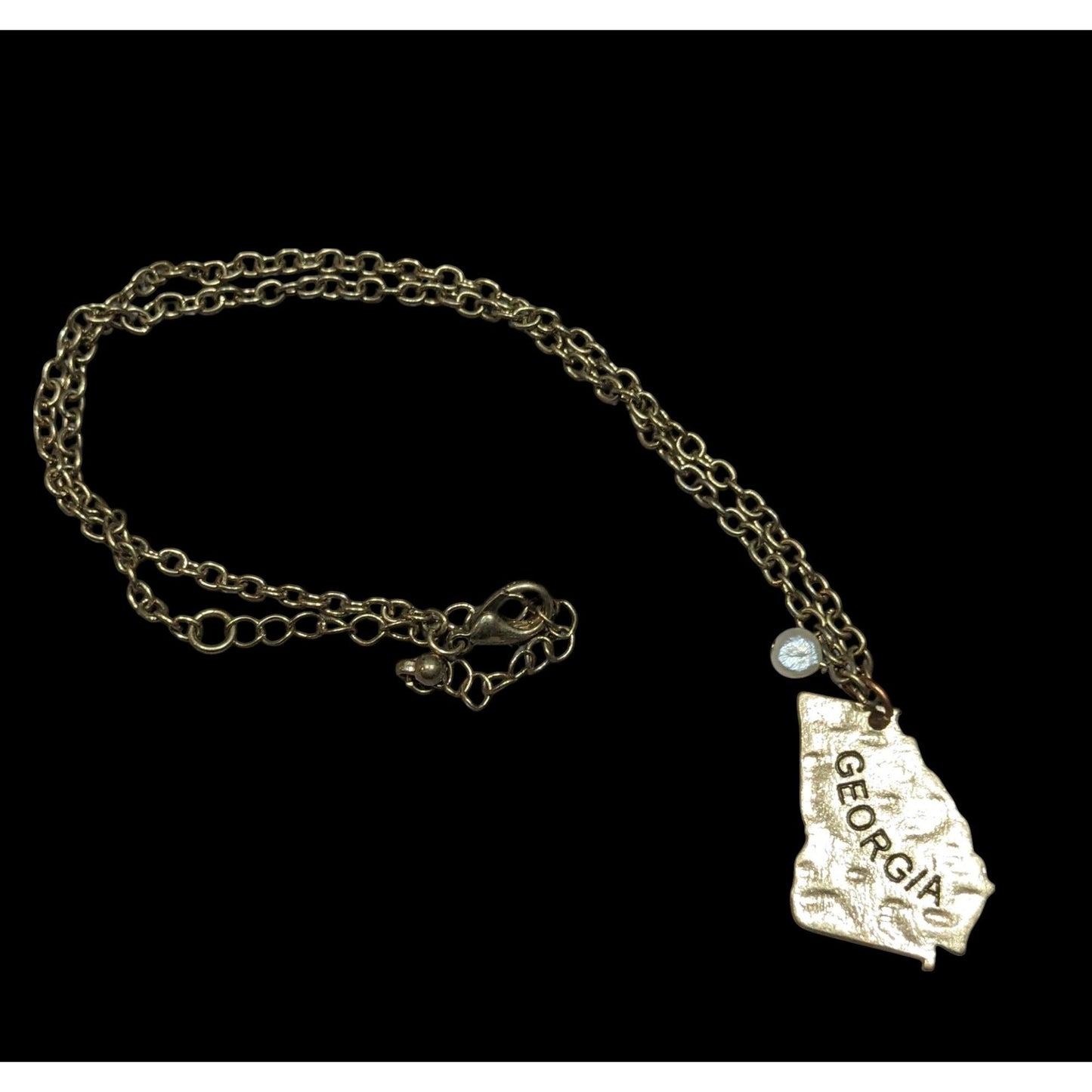 Souvenir Georgia State Shaped Gold Tone Pendant Necklace