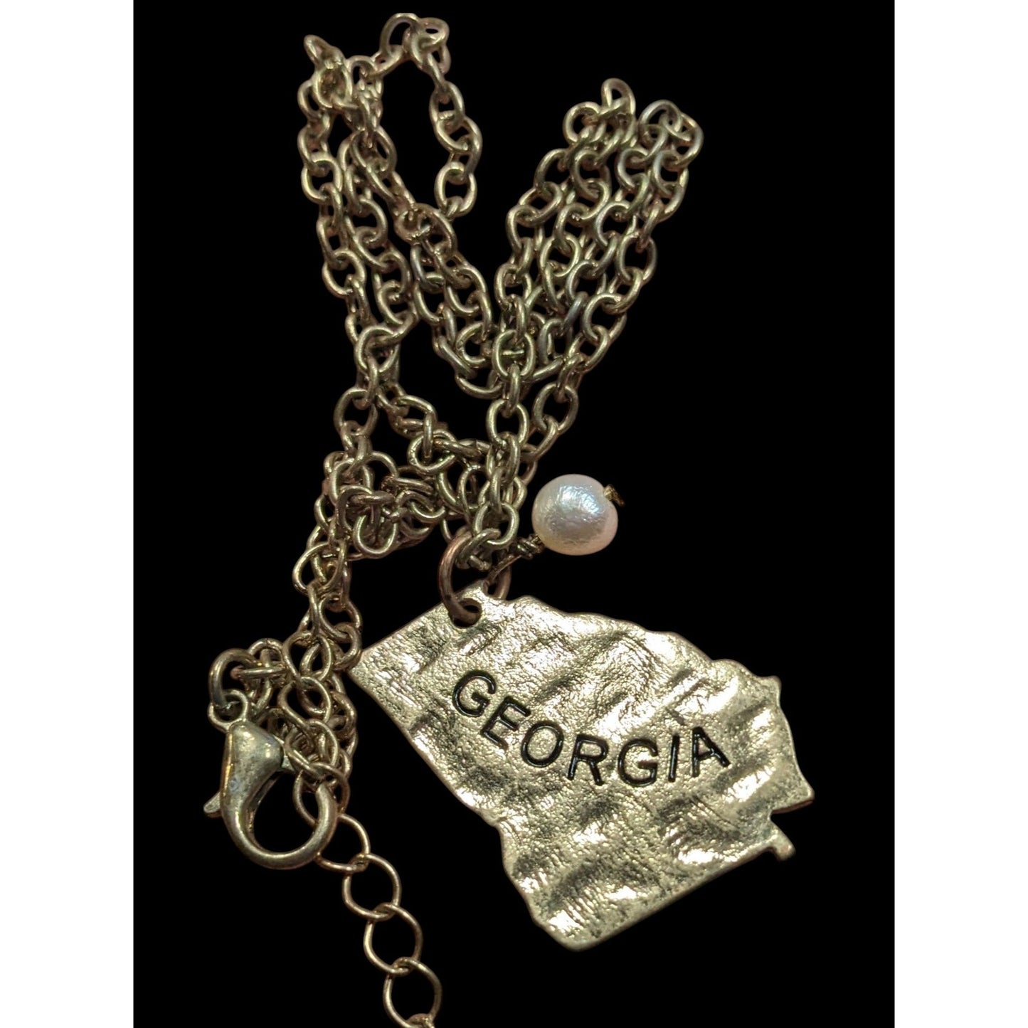 Souvenir Georgia State Shaped Gold Tone Pendant Necklace