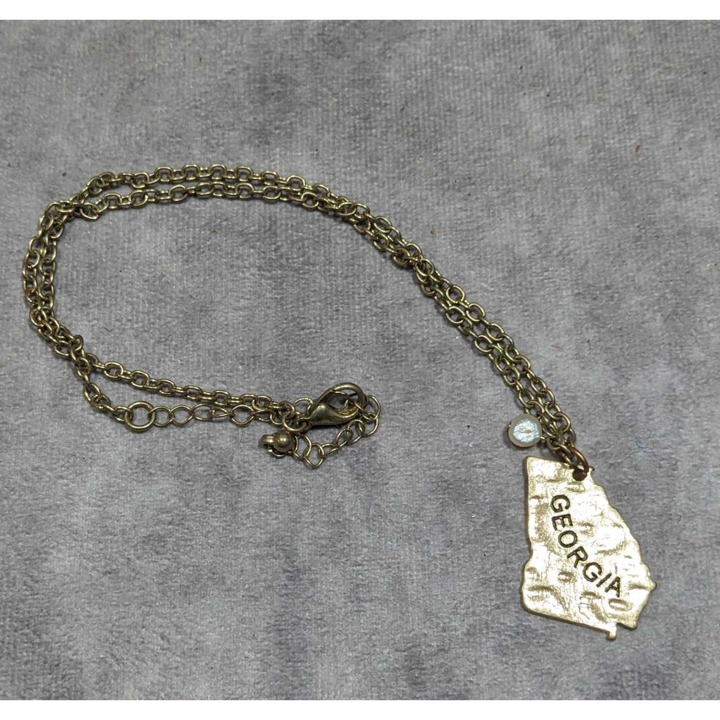 Souvenir Georgia State Shaped Gold Tone Pendant Necklace