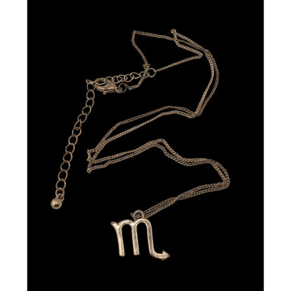 Goth Witchy Scorpio Zodiac Pendant Necklace Gold Tone Astrology Celestial Jewelry