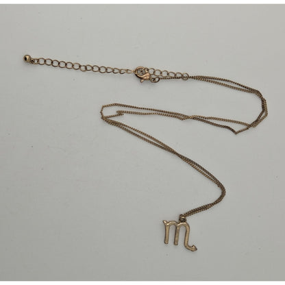 Goth Witchy Scorpio Zodiac Pendant Necklace Gold Tone Astrology Celestial Jewelry