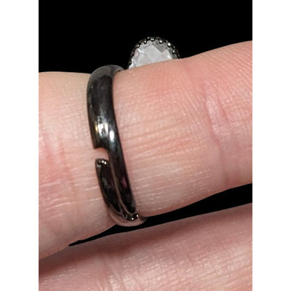 Whimsygoth Fairycore Black Dragonfly Adjustable Ring With Clear Gems