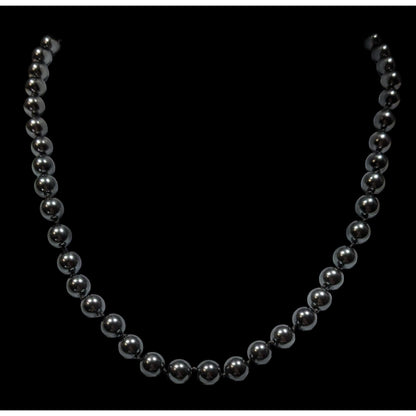 Vintage Roman Gothic Black Metallic Faux Pearl Beaded Necklace