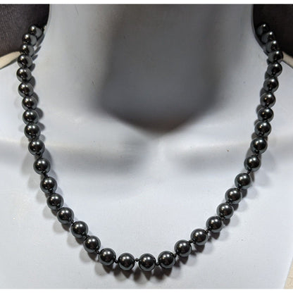 Vintage Roman Gothic Black Metallic Faux Pearl Beaded Necklace