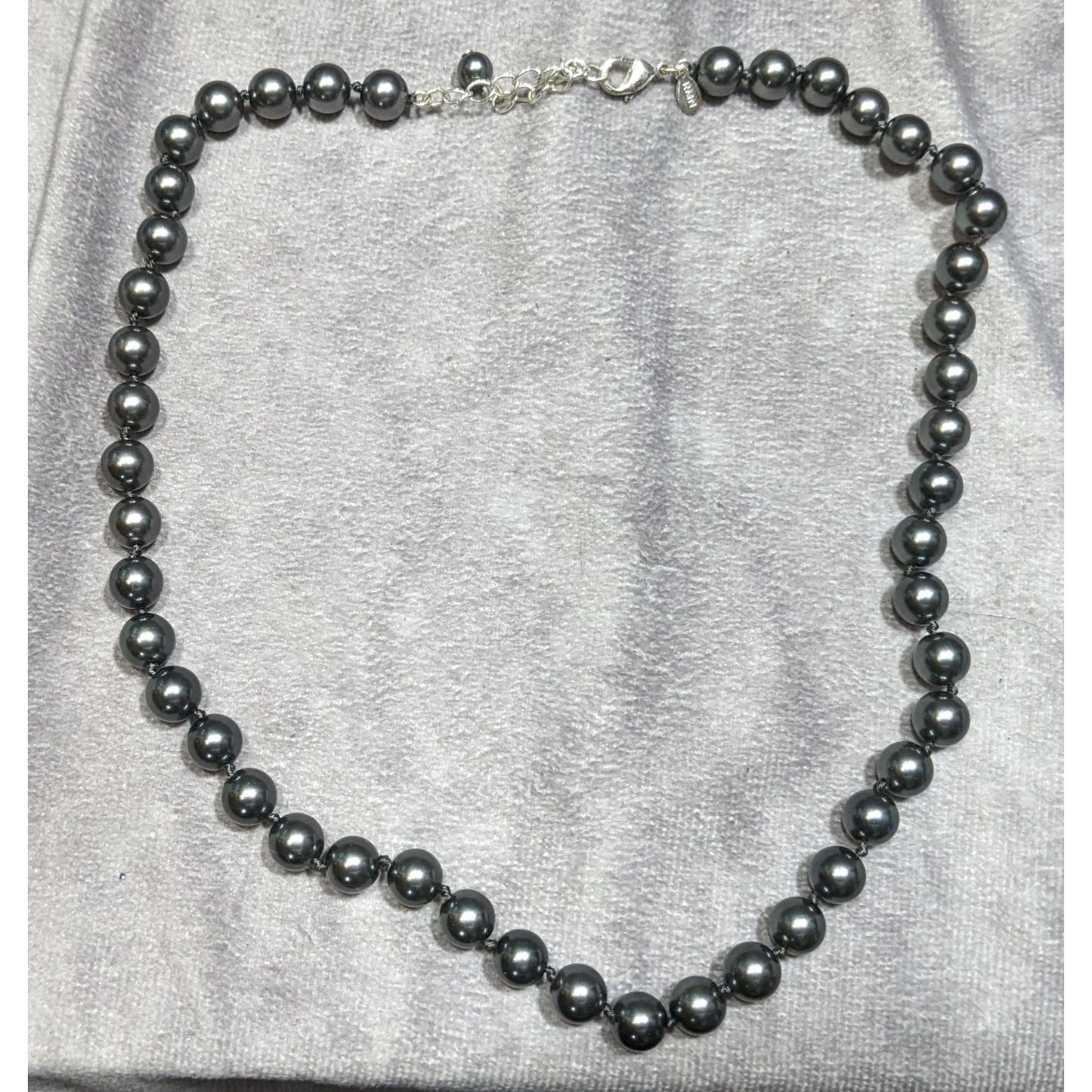 Vintage Roman Gothic Black Metallic Faux Pearl Beaded Necklace