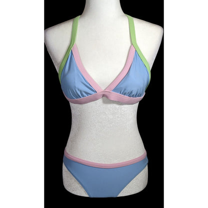 Salt & Cove Juniors Blue Pink And Green X Back Bikini