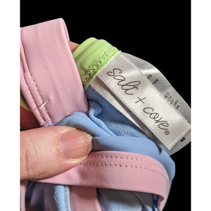 Salt & Cove Juniors Blue Pink And Green X Back Bikini