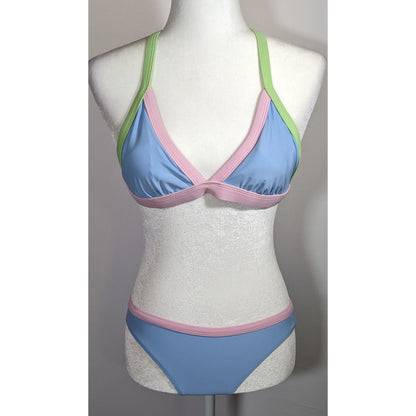 Salt & Cove Juniors Blue Pink And Green X Back Bikini