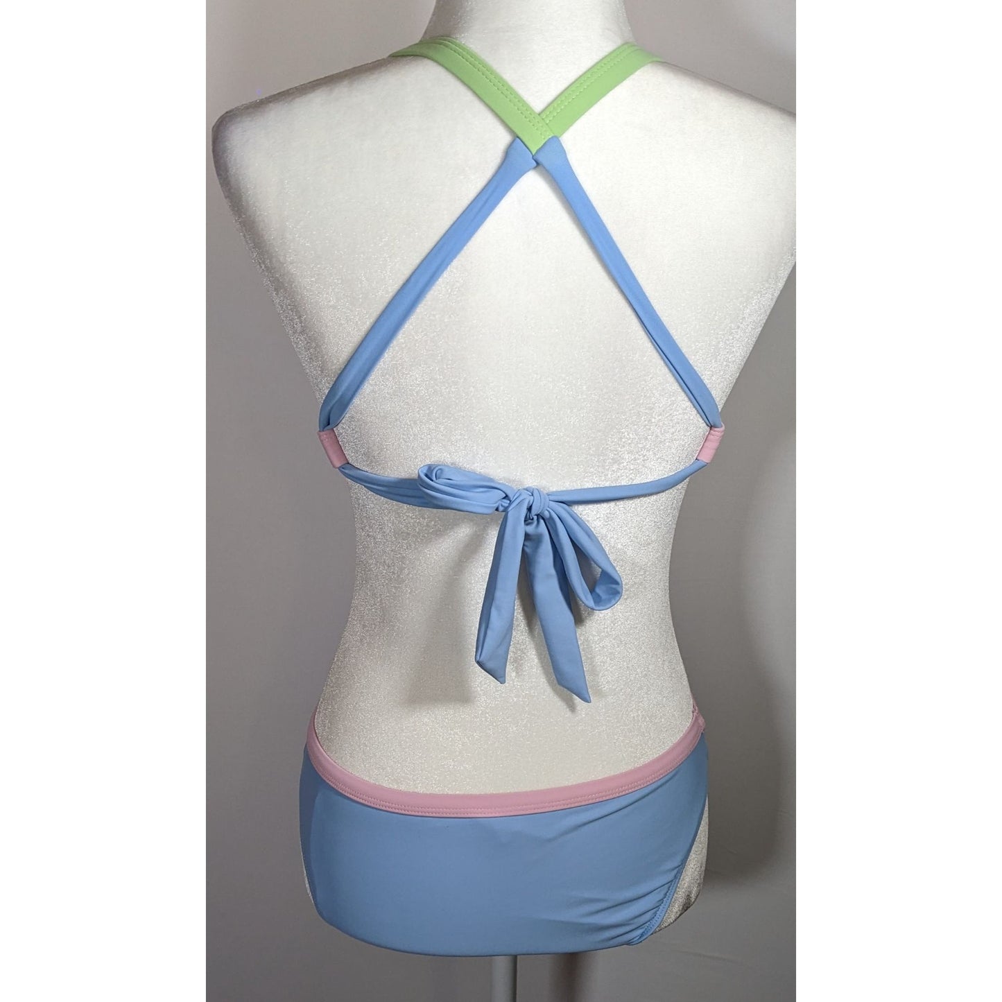 Salt & Cove Juniors Blue Pink And Green X Back Bikini