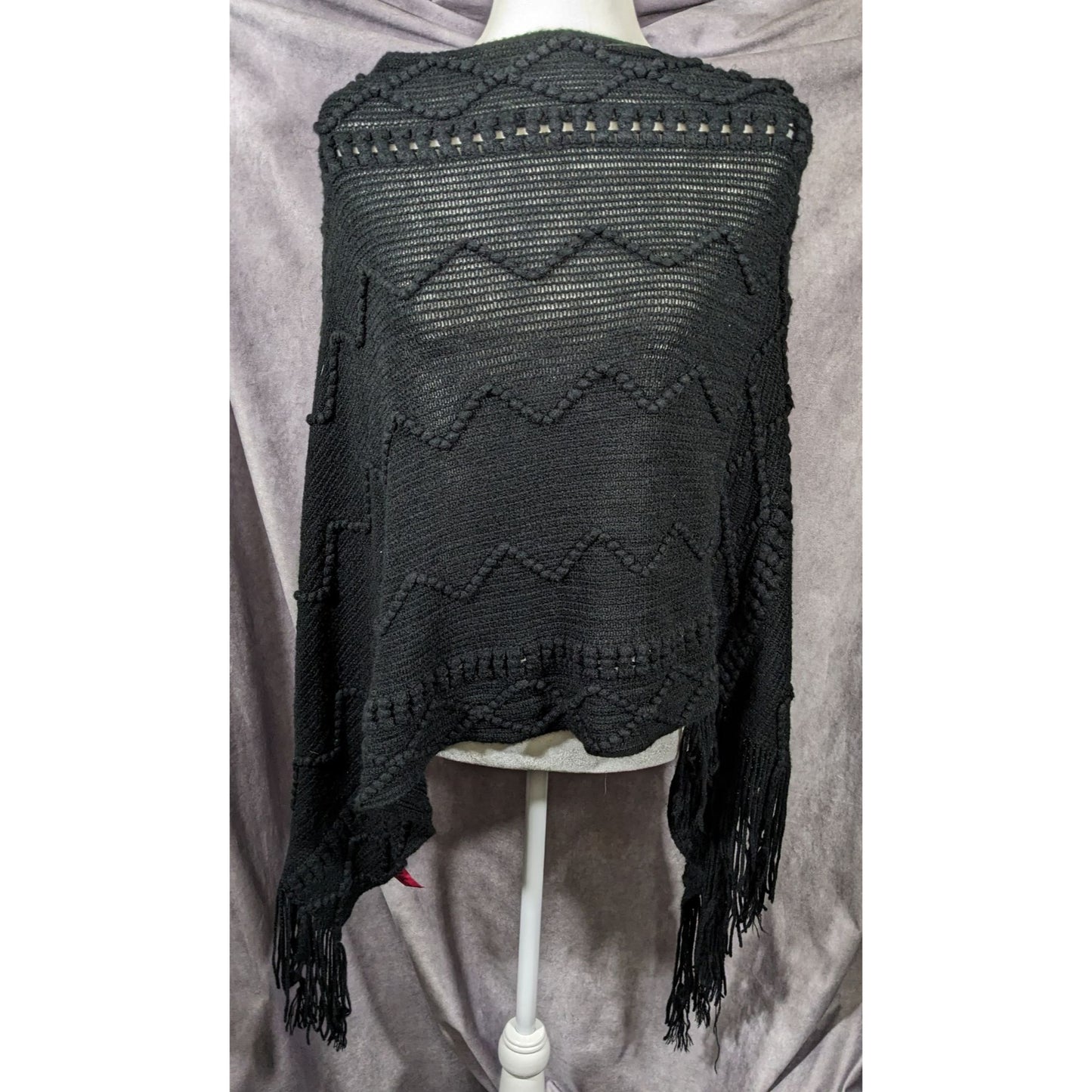 Shihreen Gothic Asymmetrical Fringe Poncho