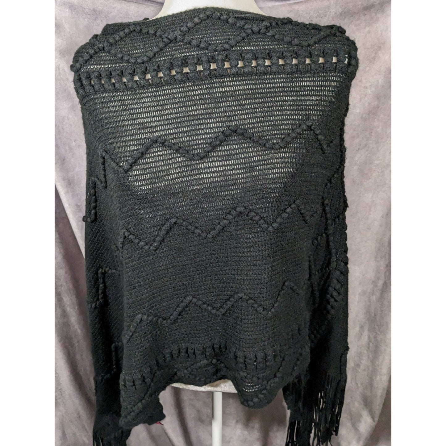 Shihreen Gothic Asymmetrical Fringe Poncho