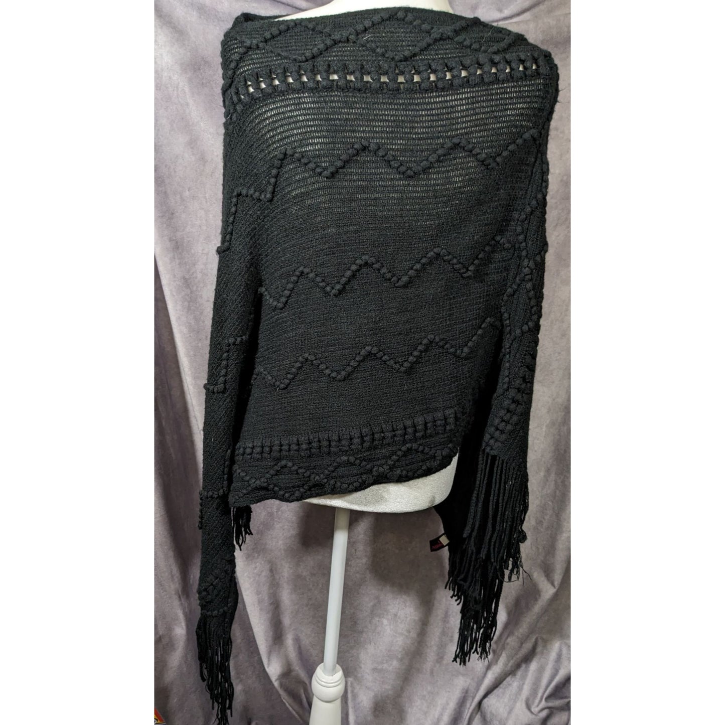 Shihreen Gothic Asymmetrical Fringe Poncho