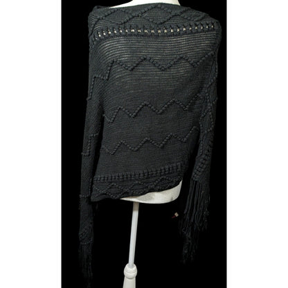 Shihreen Gothic Asymmetrical Fringe Poncho