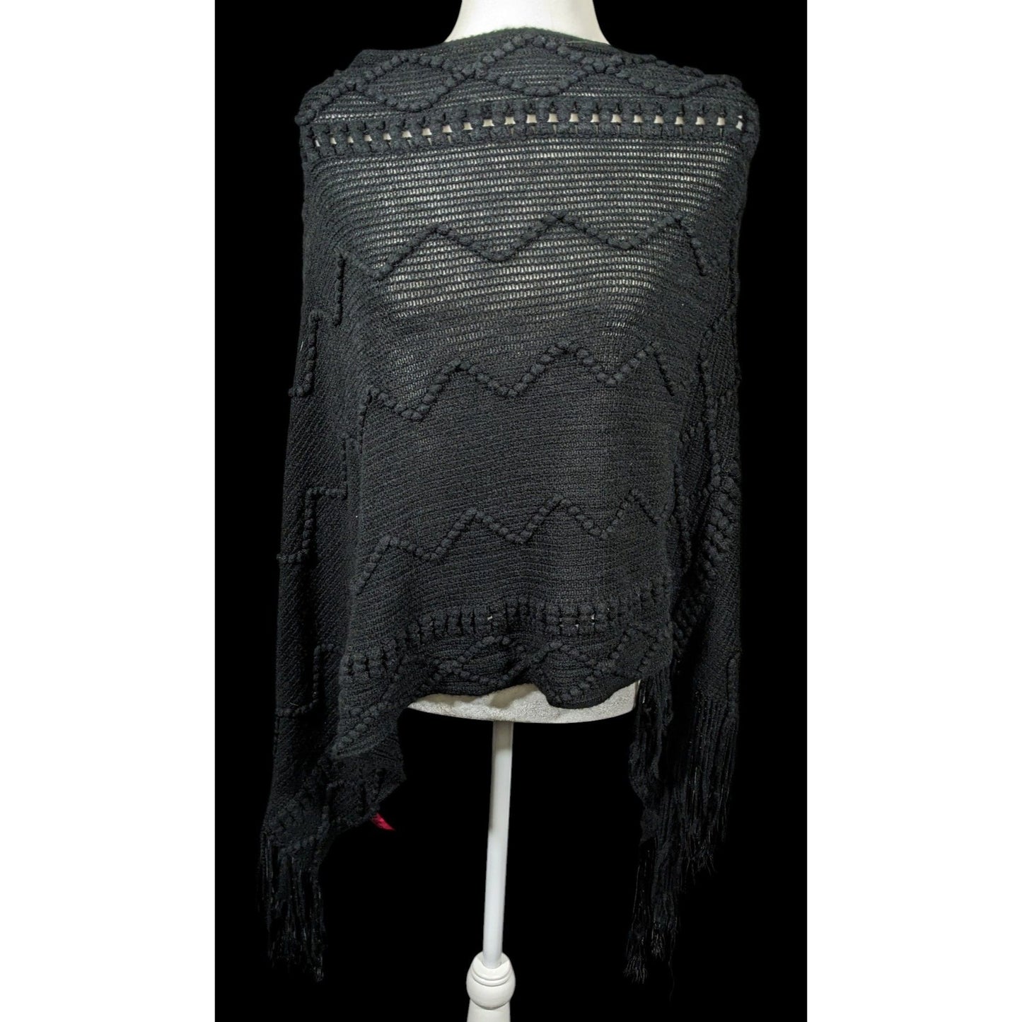 Shihreen Gothic Asymmetrical Fringe Poncho