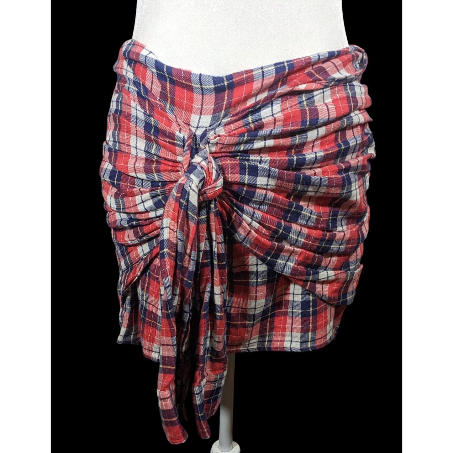 Gant Rugger Grunge 90s Style Plaid Faux Flannel Shirt Tie Skirt