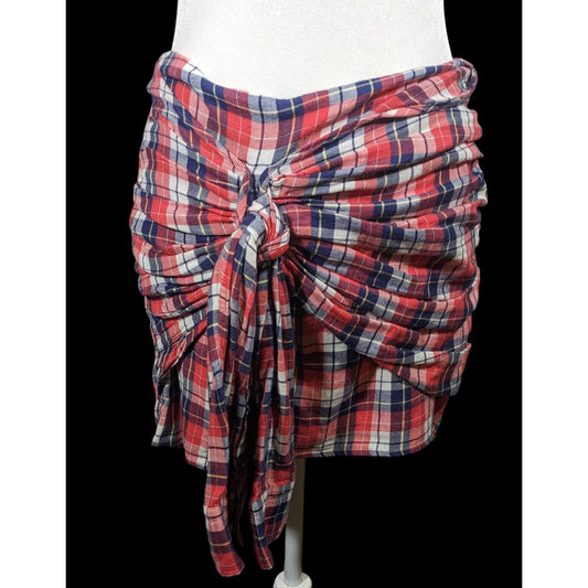 Gant Rugger Grunge 90s Style Plaid Faux Flannel Shirt Tie Skirt