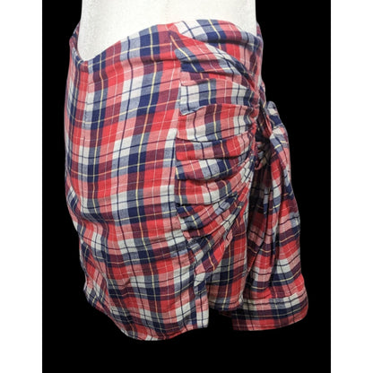 Gant Rugger Grunge 90s Style Plaid Faux Flannel Shirt Tie Skirt