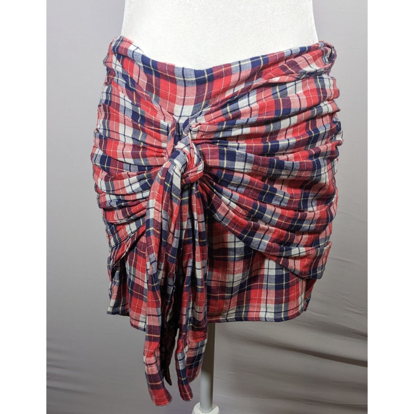 Gant Rugger Grunge 90s Style Plaid Faux Flannel Shirt Tie Skirt