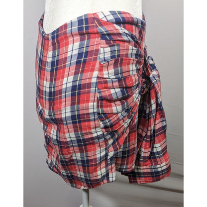 Gant Rugger Grunge 90s Style Plaid Faux Flannel Shirt Tie Skirt