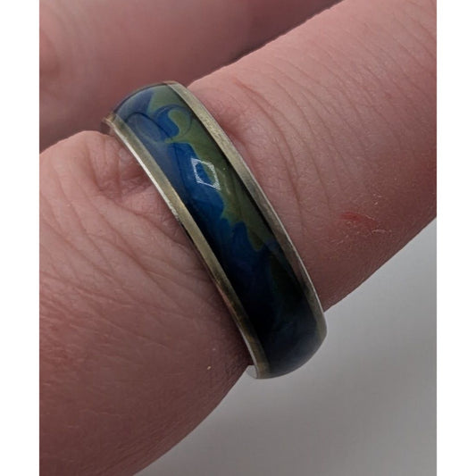 90s Y2K Retro Vintage Color Changing Mood Ring Blue Green Swirl Band