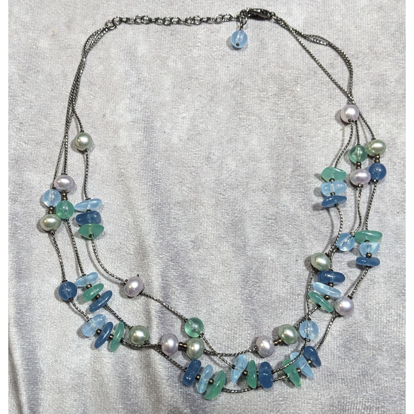 Mermaidcore Cool Tone Beaded Multilayer Station Necklace