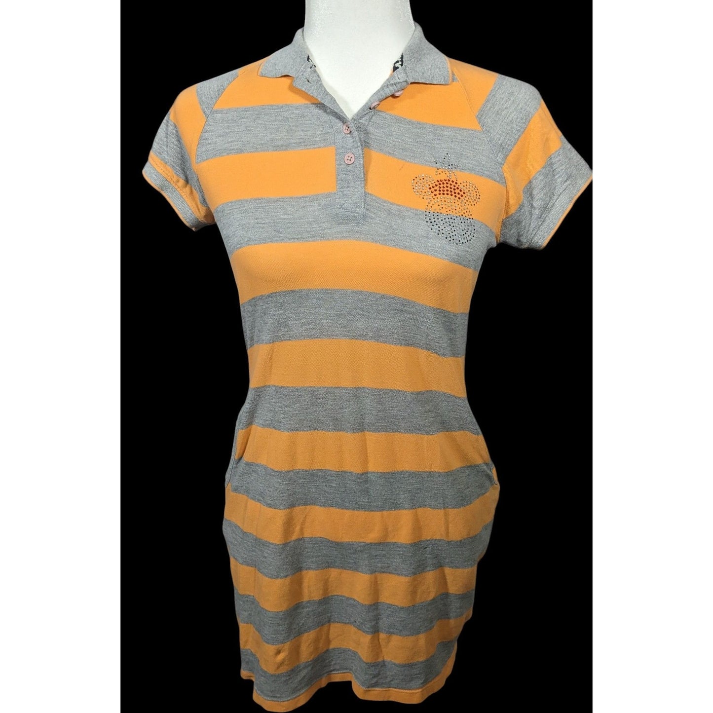 Kook N Keech For Disney Grey And Orange Striped Casual Dress Size Small