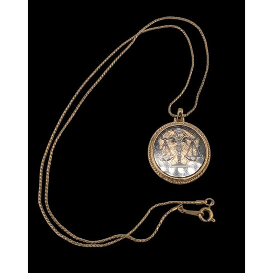 Vintage Avon Libra Zodiac Necklace Scales Design Horoscope Dates Engraved