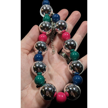 Paparazzi Top Pop Silver Tone And Multi Color Beaded Necklace