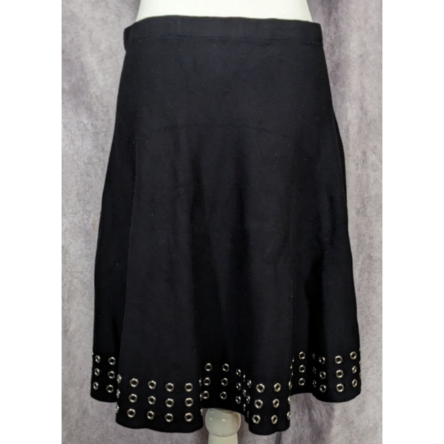 Gothic Punk Sioni Rivet Edged Midi Skirt