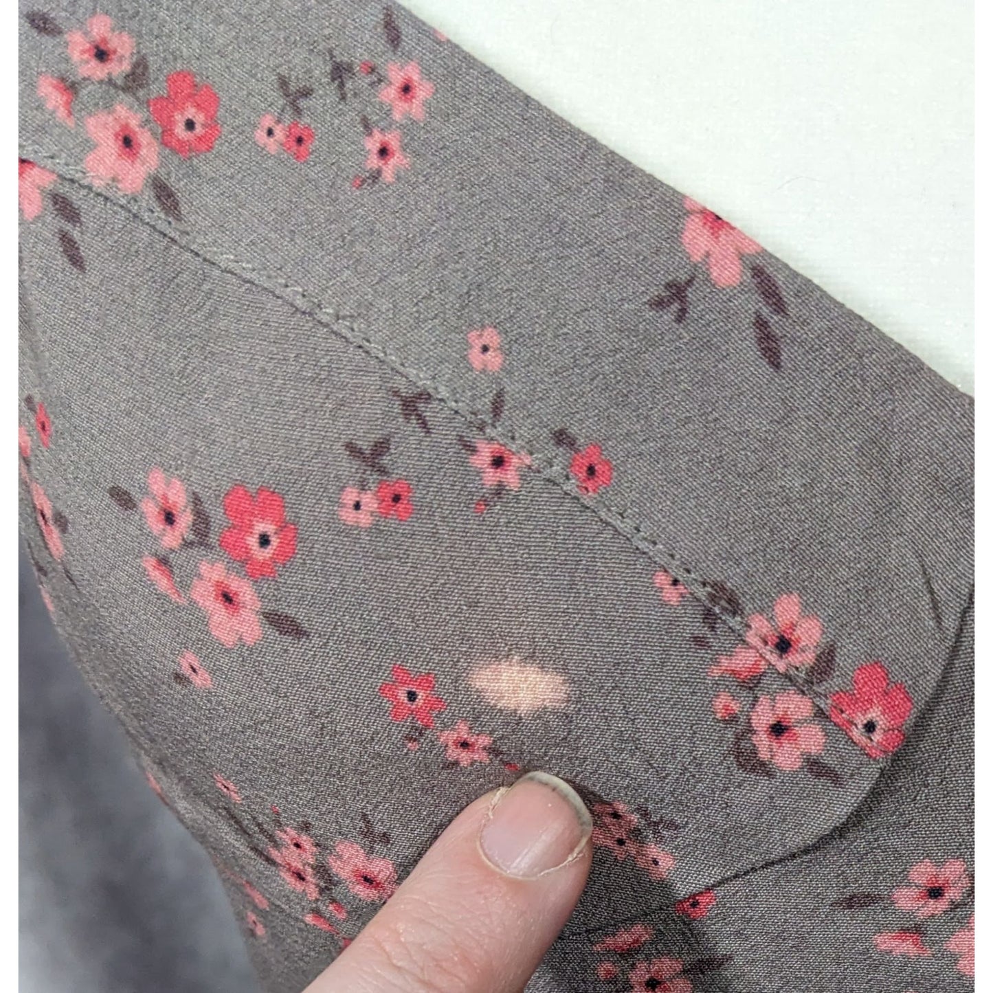 Blue Life Coquette Grey And Pink Floral Retro Summer Dress Size Medium