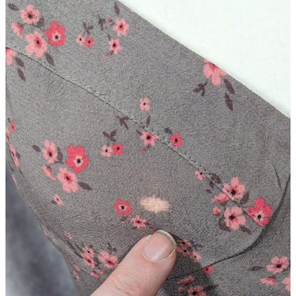 Blue Life Coquette Grey And Pink Floral Retro Summer Dress Size Medium