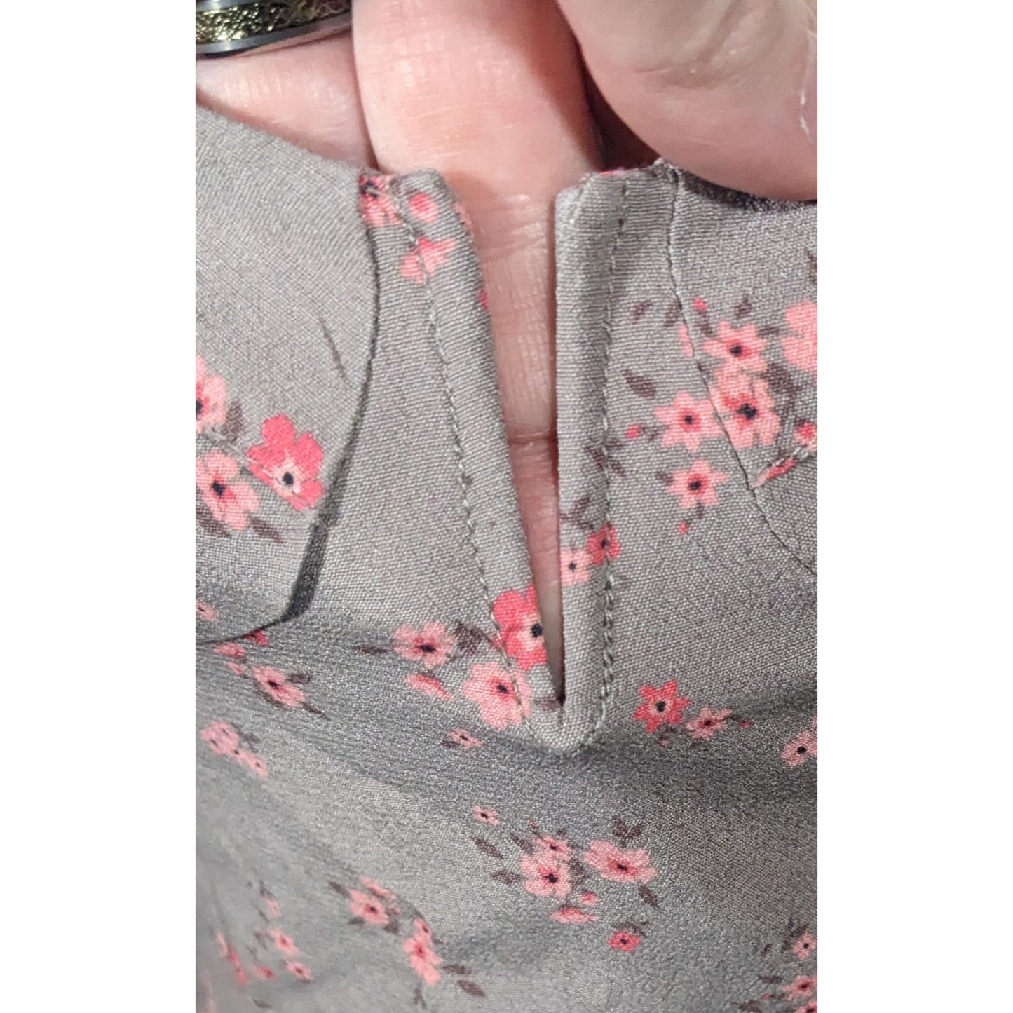 Blue Life Coquette Grey And Pink Floral Retro Summer Dress Size Medium