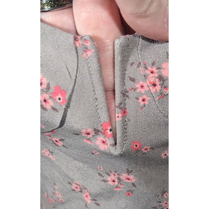 Blue Life Coquette Grey And Pink Floral Retro Summer Dress Size Medium