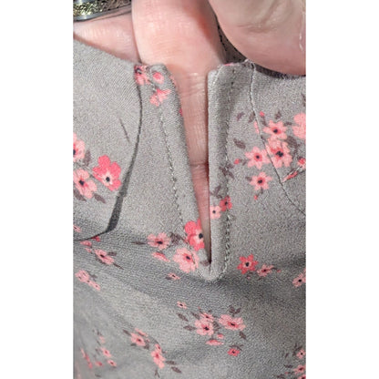 Blue Life Coquette Grey And Pink Floral Retro Summer Dress Size Medium