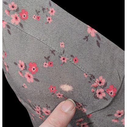 Blue Life Coquette Grey And Pink Floral Retro Summer Dress Size Medium